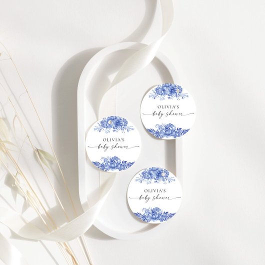 Étiquette de faveur de Baby Shower Fleurie Porcela