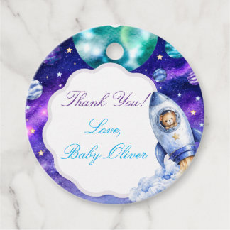 Étiquette de faveur de Baby Shower Fusée Ours en T