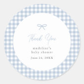 Étiquette de faveur de Baby Shower Simple Gingham  (Devant)