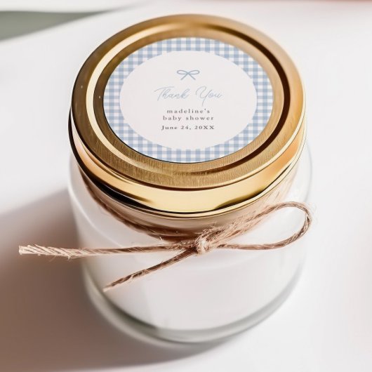 Étiquette de faveur de Baby Shower Simple Gingham 