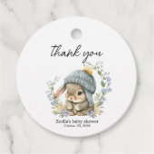Étiquette de faveur de Baby Shower Simple Lapin (Devant)