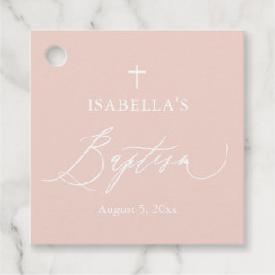 Étiquette de faveur de baptême de fille de croix b