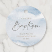 Étiquette de faveur de baptême de garçon à l'aquar (Dos)