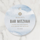 Étiquette de faveur de Bar Mitzvah à l'aquarelle b (Dos)