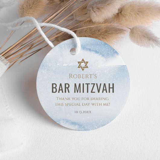 Étiquette de faveur de Bar Mitzvah à l'aquarelle b