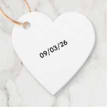 Étiquette de faveur de date de cœur personnalisée