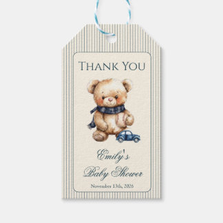 Étiquette de faveur de douche bébé ours classique