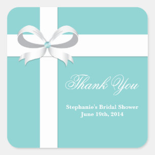 Étiquette de faveur de douche de mariage bleu élég