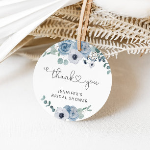 Étiquette de faveur de douche de mariage bleu pous