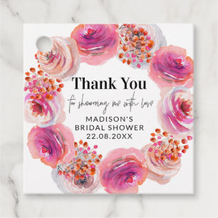Étiquette de faveur de douche de mariage floral Pé