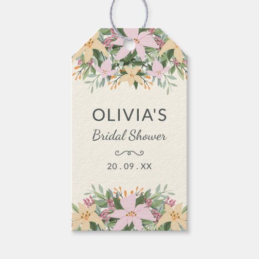 Étiquette de faveur de douche de mariage floral ro (Devant)