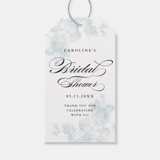 Étiquette de faveur de douche de mariage florale v (Devant)