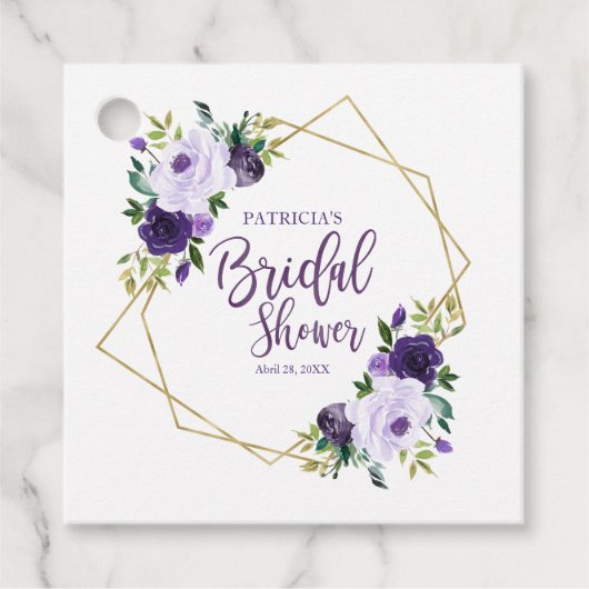 Étiquette de faveur de douche de mariage géométriq (Devant)