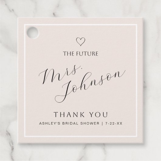 Étiquette de faveur de douche de mariage | La futu (Devant)