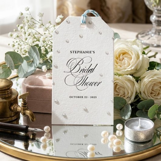 Étiquette de faveur de douche de mariage Perle de