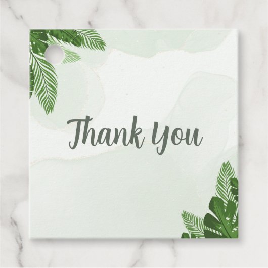 Étiquette de faveur de douche Monstera Tropical Vé (Devant)