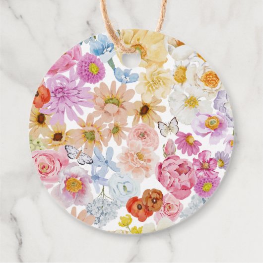 Étiquette de faveur de douche nuptiale à fleurs sa (Dos)