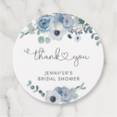 Étiquette de faveur de douche nuptiale bleu poussi (Devant)