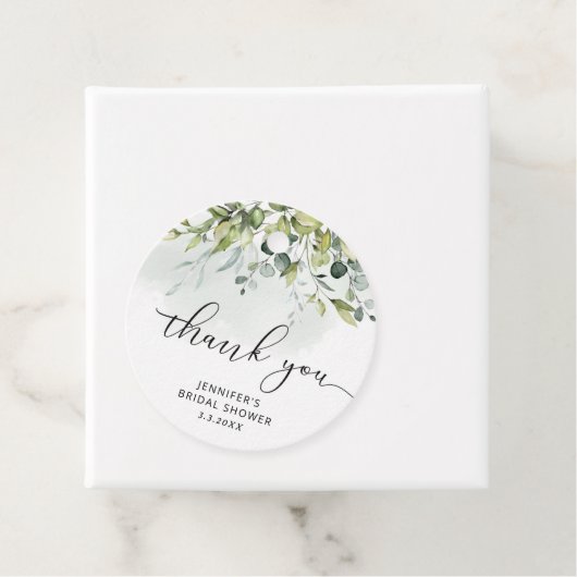 Étiquette de faveur de douche nuptiale eucalyptus (En situation)