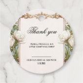 Étiquette de faveur de douche nuptiale perles flor (Devant)