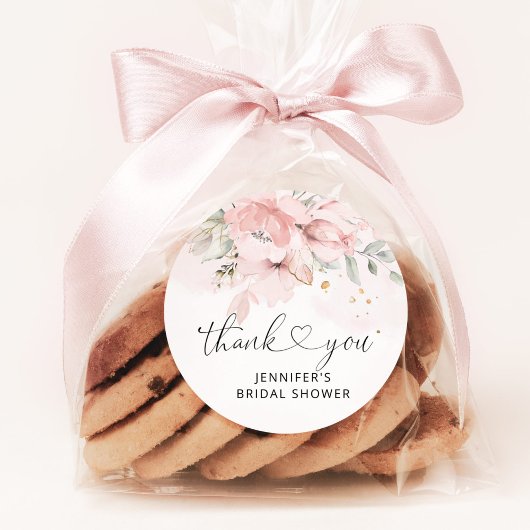 Étiquette de faveur de douche nuptiale roses blush