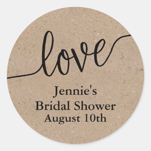 Étiquette de faveur de douche nuptiale Rustic Kraf (Devant)