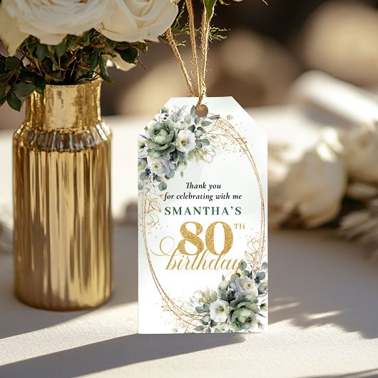 Étiquette de faveur de eucalyptus pour 80e anniver