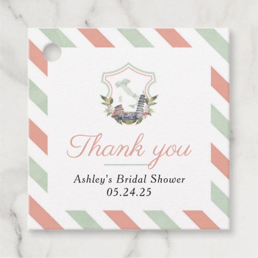 Étiquette de faveur de fête au blason italien (Devant)