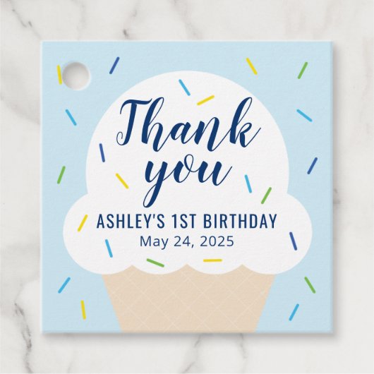 Étiquette de faveur de fête garçon glace (Devant)