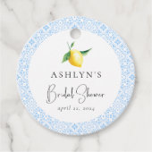 Étiquette de faveur de la douche de mariée aux cit (Devant)