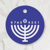 Étiquette de faveur de la Menorah de Hanukkah prof (Devant)
