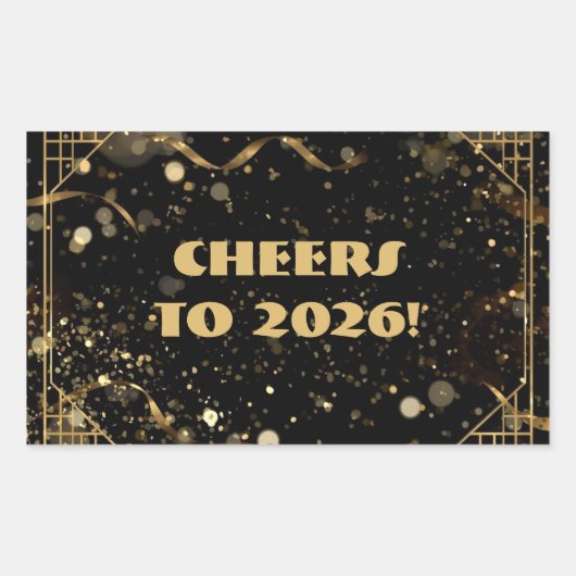 Étiquette de faveur de la Saint-Sylvestre | Noir e (Devant)