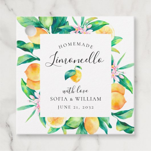 Étiquette de faveur de limoncello aquarelle (Devant)