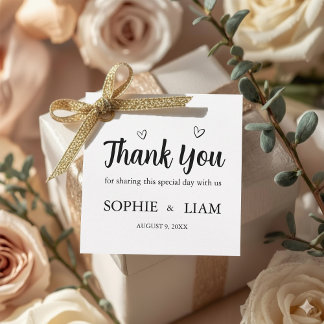 Étiquette de faveur de mariage à cœur minimaliste