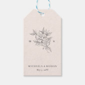 Étiquette de faveur de mariage à monogramme rose b (Devant)