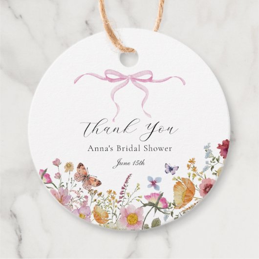 Étiquette de faveur de mariage avec fleur sauvage (Devant)