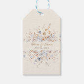 Étiquette de faveur de mariage botanique bleu pous (Devant)