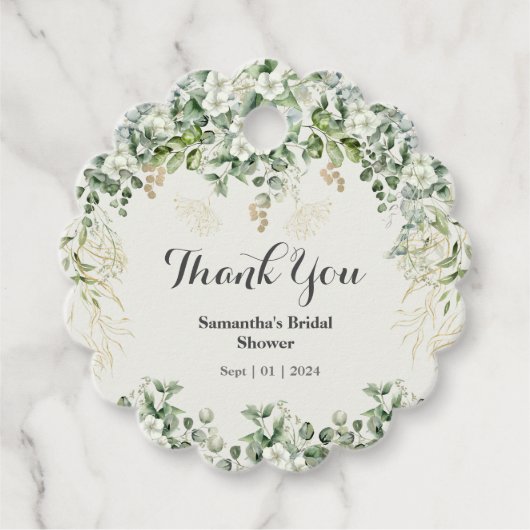 Étiquette de faveur de mariage botanique : Chic Fo (Devant)