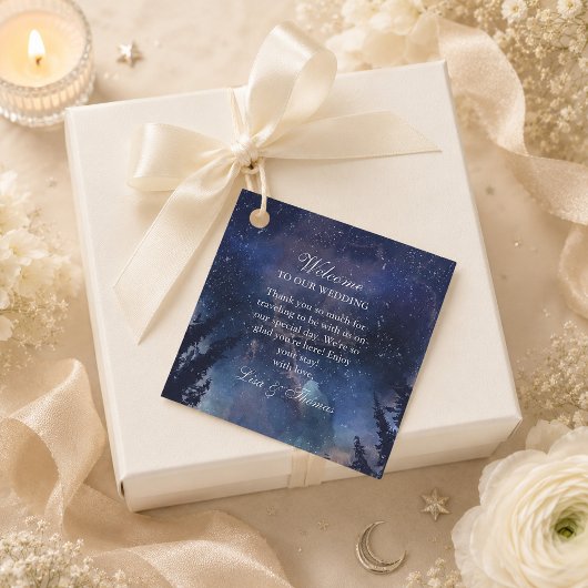 Étiquette de faveur de mariage céleste de la forêt