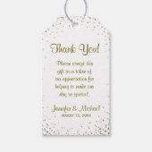 Étiquette de faveur de mariage de confettis d'or (Devant)