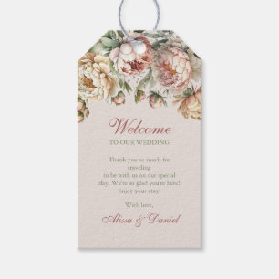 Étiquette de Faveur de Mariage Élégante aux Pivoin