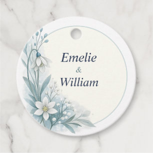 Étiquette de faveur de mariage floral nordique sar