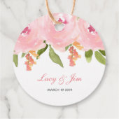 Étiquette de faveur de mariage florale rose printe (Dos)