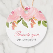 Étiquette de faveur de mariage florale rose printe (Devant)
