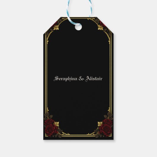 Étiquette de faveur de mariage gothique foncé élég (Dos)