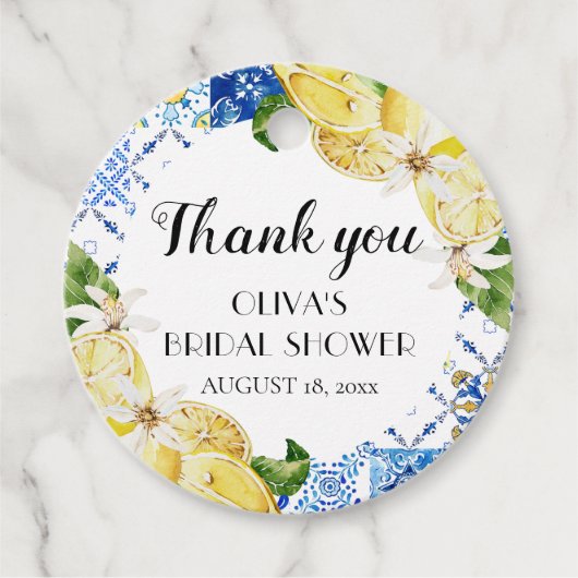 Étiquette de faveur de mariage italien citron carr (Devant)