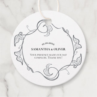 Étiquette de faveur de mariage minimaliste élégant