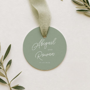 Étiquette de faveur de mariage minimaliste vert sa