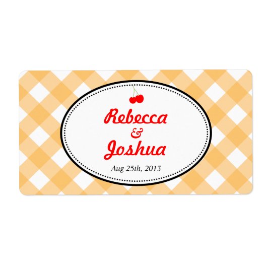 Étiquette de faveur de mariage rustique à carreaux (Devant)