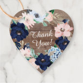 Étiquette de faveur de mariage rustique Navy Blush (Devant)